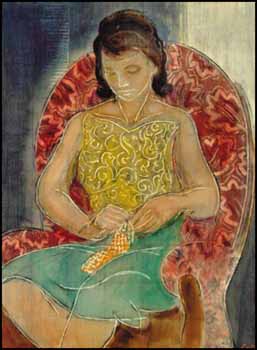 Girl Knitting by Eric Goldberg sold for $1,725