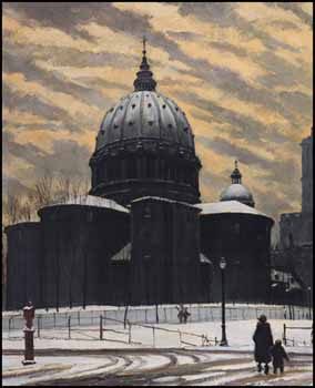 St. James Cathedral, Montreal from Lagauchetière and Inspector Streets by Frederick Bourchier Taylor sold for $4,600