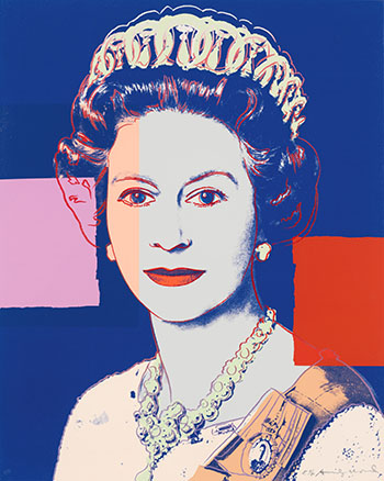 Queen Elizabeth II of the United Kingdom, from Reigning Queens, Royal Edition (F.S.II.337A) by Andy Warhol sold for $301,250
