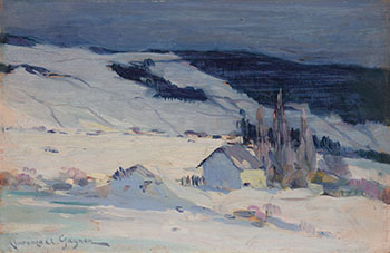 Winter in Laurentian Mountains, Canada by Clarence Alphonse Gagnon sold for $193,250