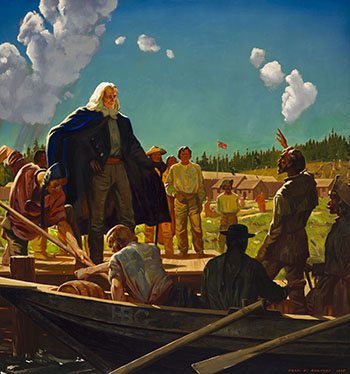 McLoughlin Welcomes the Americans, Fort Vancouver, 1834 by Charles Fraser Comfort sold for $34,250