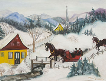 Les voitures de la messe, le dimanche by Simone Marie Bouchard sold for $1,875