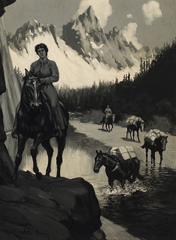 Horse Team through Mountain Pass (Winter in the Mountains) by Arthur Henry Howard Heming sold for $2,500