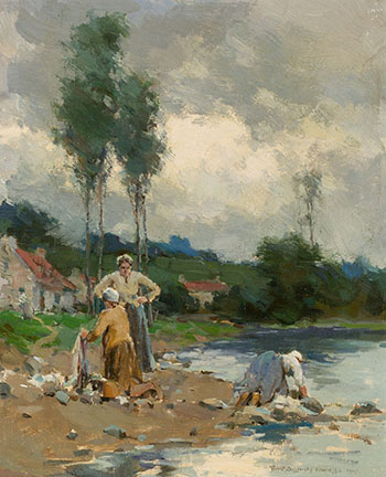 Washing at the Riverbank by Farquhar McGillivray Strachan Stewart Knowles sold for $1,500