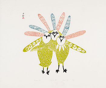 Feathered Trio by Lucy Qinnuayuak sold for $875
