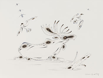 Moose & Ducks by Eddy Cobiness sold for $2,375