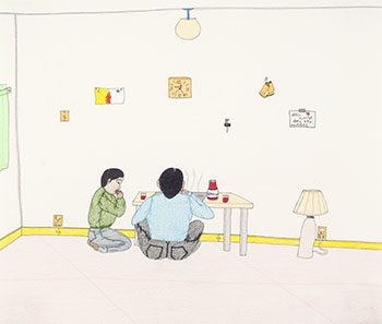 Untitled (Eating at the Table) by Annie Pootoogook sold for $10,000