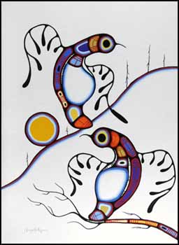 Partridges and Sun by Goyce Kakegamic sold for $1,521