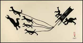 Seal Hunters on Sea Ice by  Kiakshuk sold for $1,638