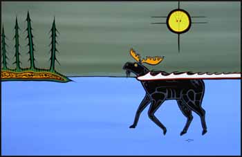 Moose Swimming by Roy Thomas sold for $1,872