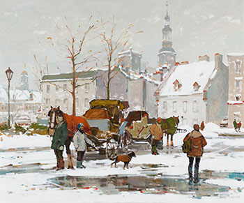 Québec, à l’angle des rues Ste. Anne et Desjardins by Serge Brunoni sold for $4,375