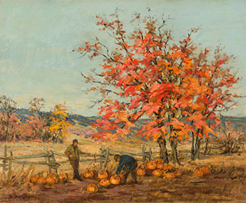 Gathering Pumpkins by Berthe Des Clayes sold for $5,625