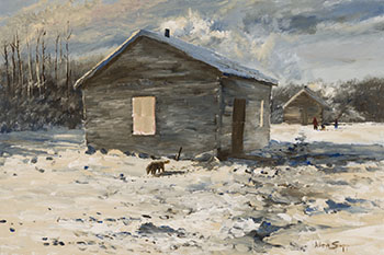 Evening at Albert Soonie's Place by Allen Sapp sold for $10,000