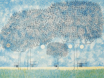 Deux lunes pour chaque oeil (03947) by Fernand Bergeron sold for $180