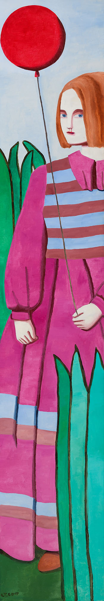 Fille au ballon rouge by Louise Scott sold for $1,875