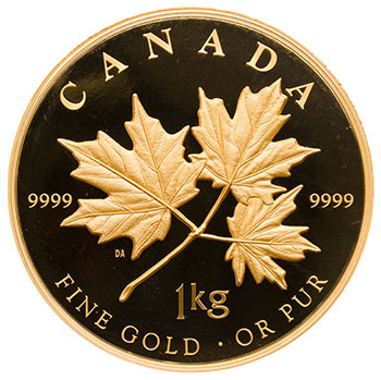 Elizabeth II Gold Proof 2500 Dollars (One Kilo) 2011, “Maple Leaf Forever” by  Canada