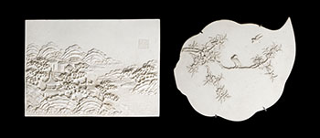 A Pair of Chinese Slip-Decorated Porcelain Panels, 19th Century by  Chinese Art