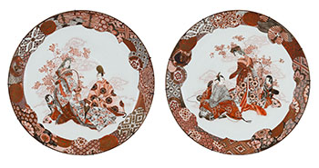 A Pair of Massive and Well-Painted Japanese Kutani Chargers, Meiji Period (1868-1913) by Akamaru Setsuzan