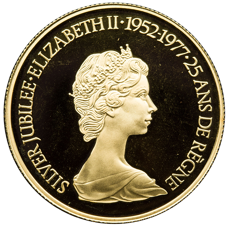 Elizabeth II Gold Proof 100 Dollars 1977, “Queen Elizabeth II Silver Jubilee” by  Canada