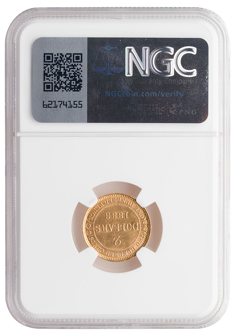 Newfoundland Gold 2 Dollars 1888, NGC MS61 by  Canada