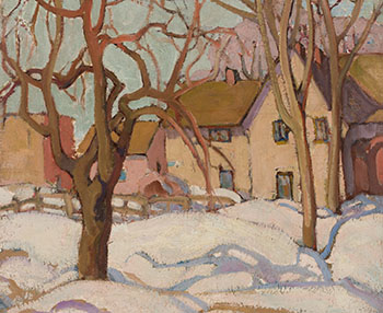 Farmhouse and Snow Shadows by Henrietta Mabel May vendu pour $40,250