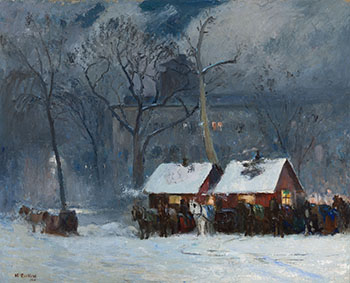 Cab Stands, Phillips Square, Montreal by Maurice Galbraith Cullen sold for $541,250
