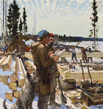 Hearne Builds Cumberland House, 1774 – 1775 by George Franklin Arbuckle vendu pour $61,250