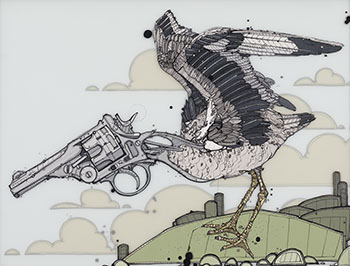 Pygmied Six Shooter Stork by Nicholas Di Genova vendu pour $750