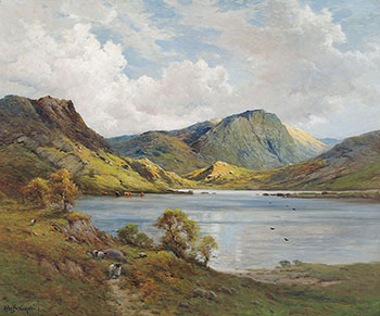 October Morning - Ullswater from Gowbarrow by Alfred Fontville de Breanski Jr. vendu pour $1,375