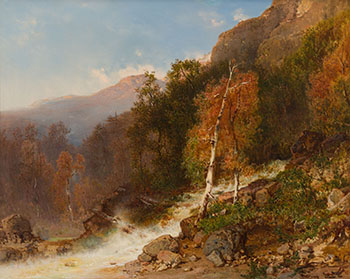 A Mountain Stream by Otto Reinhold Jacobi sold for $2,125