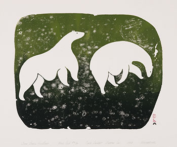 Two Bears Hunting by  Niviaqsi (Niviaksiak) vendu pour $5,000