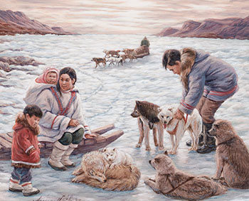 Family with sled dogs by Anna T. Noeh sold for $1,250