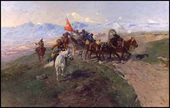 A Skirmish in the Caucasus by Frants (Franz) Roubaud vendu pour $92,000
