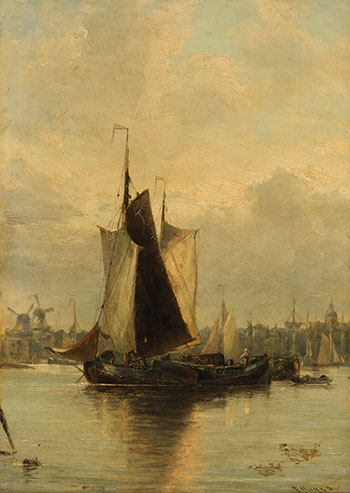 Dutch Boats on the Moat by Edwin Hayes sold for $750