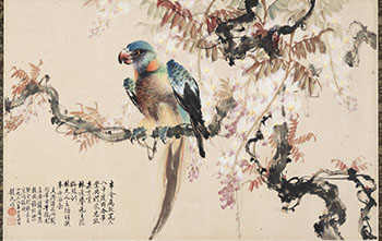 Wisteria and Parrot by Zhao Shiguang sold for $750