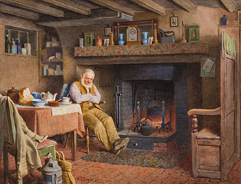 Untitled (Sleeping by the Fire) by Henry Edward Spernon Tozer sold for $438