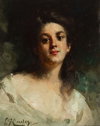 Portrait d'une jeune fille by Joseph Saint Charles vendu pour $1,875