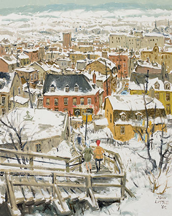 Les escaliers contre rue Lavigueur et rue Arago Est, Québec by John Geoffrey Caruthers Little vendu pour $121,250