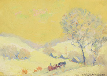 Snow Landscape with Sleigh by Arthur Dominique Rozaire vendu pour $6,875