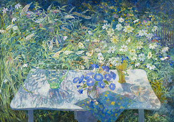 White Cosmos, White Table II by Carol Stewart vendu pour $3,125