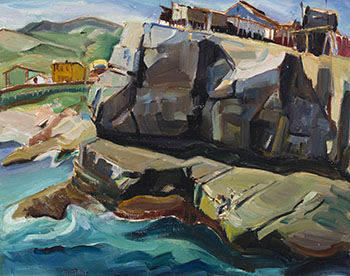 Fishing Stages, Flat Rock, NL by Kathleen Frances Daly Pepper vendu pour $3,125