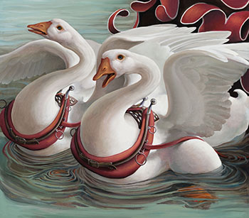 Geese in Draft Horse Harness after Francesco del Cossa's Swans by Lindee Climo vendu pour $4,688