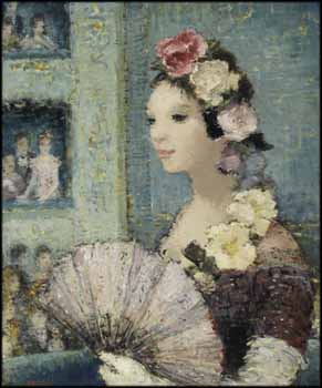 Young Woman with a Fan by Dietz Edzard vendu pour $3,835