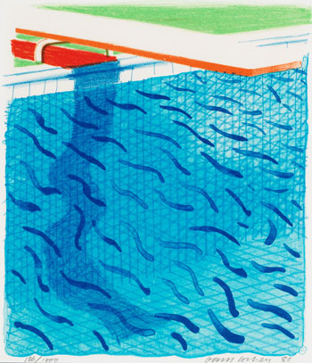 Pool Made with Paper and Blue Ink for Book by David Hockney sold for $23,750