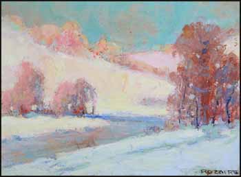 Sketch in Laurentian Mountains,  Late Winter, Stream at St. Alphonse, Quebec by Arthur Dominique Rozaire vendu pour $1,287