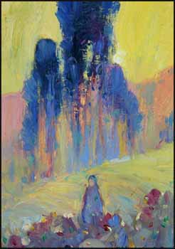 Figure with Flowers and Tall Trees by Arthur Dominique Rozaire sold for $1,053