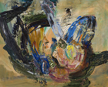 Composition in Blue, Orange, and Black by Alexandra Luke vendu pour $10,000