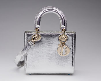 A SILVER LIZARD MINI LADY DIOR WITH LIGHT GOLD HARDWARE by  DIOR sold for $4,375