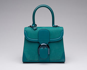 A LIMITED EDITION, GREEN NUBUCK CHEYENNE CORDUROY CALF LEATHER BRILLANT MINI DERBY BAG by  DELVAUX sold for $3,125
