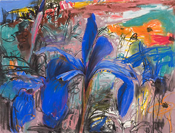 Blue Siberian Iris with Orange Poppy by John Hartman vendu pour $6,250